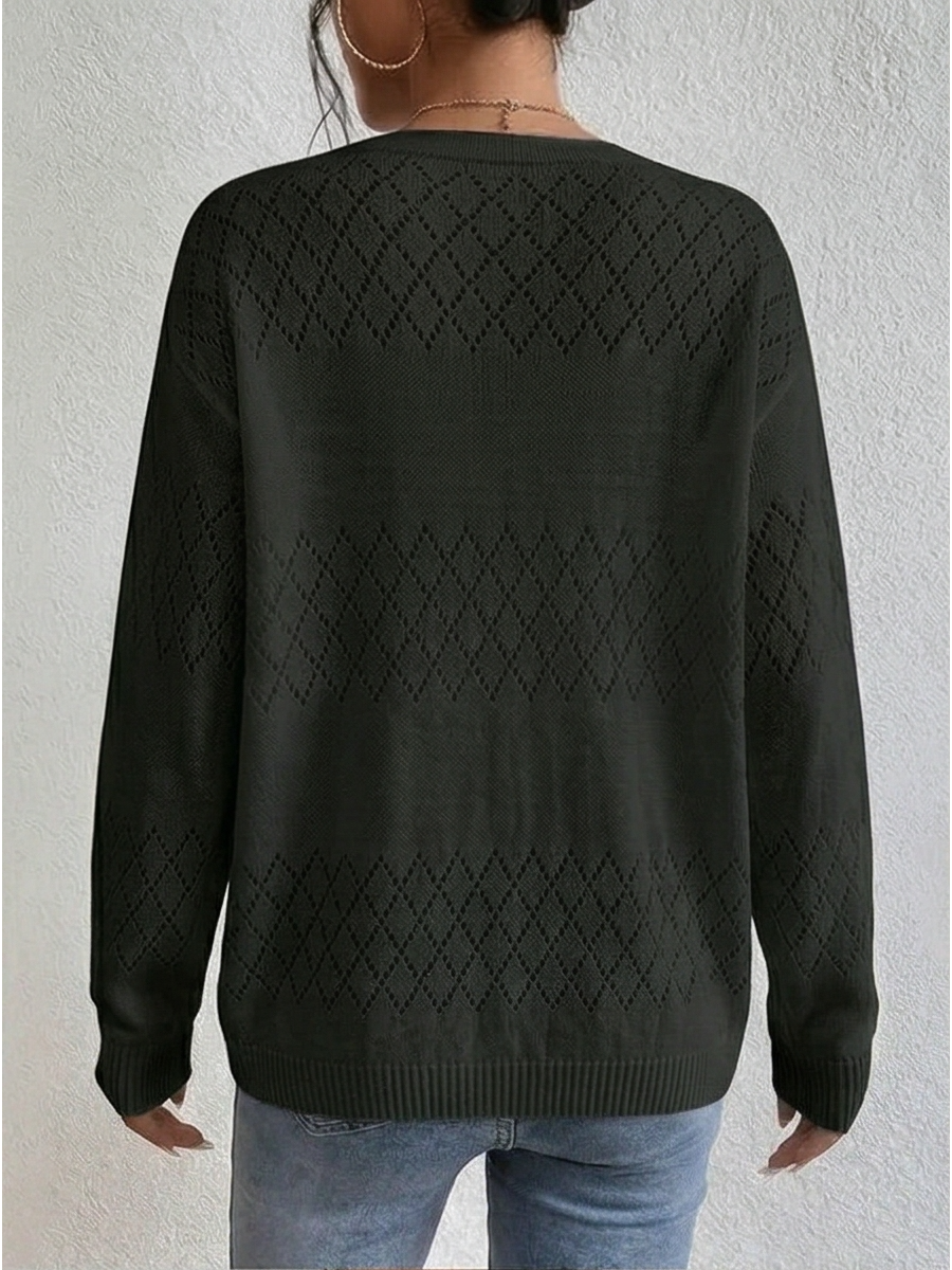 Hollow-out long-sleeve cardigan knit sweater top 6